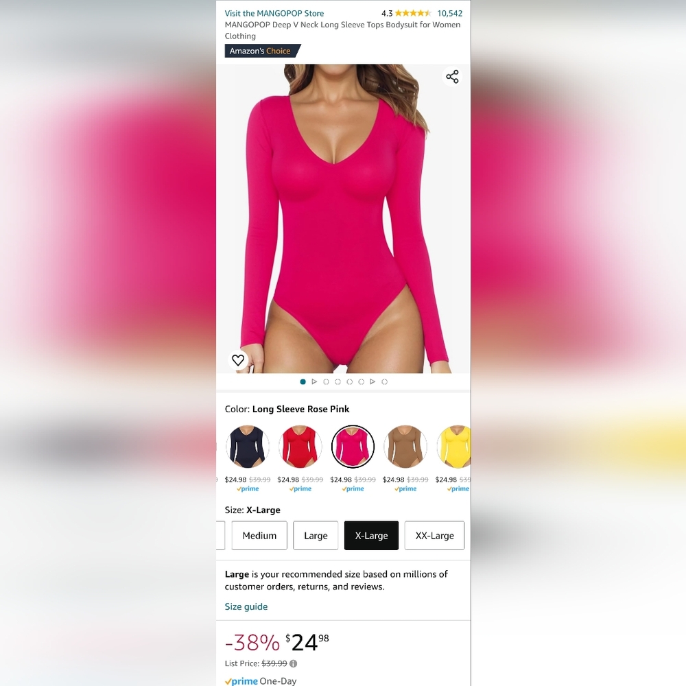 NWT Mangopop Deep V Neck Long Sleeve Bodysuit